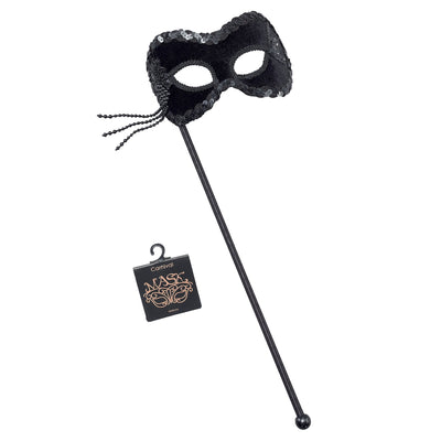 Black Velvet Mask On Stick Eye Masks Unisex_1