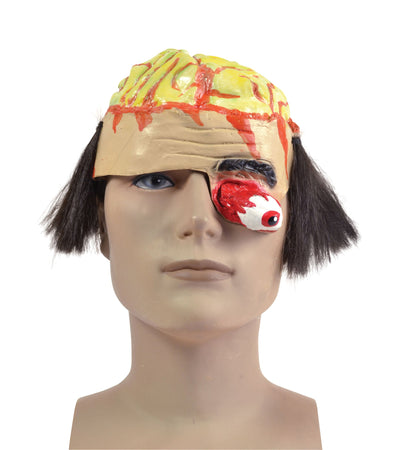 Brain Headpiece with Gory Eye Zombie Rubber Mask_1