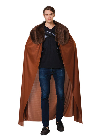 Brown Fur Collared Mens Cape Costume John Snow_1