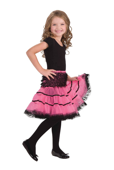 Girls Crinoline Slip Pink Black Childrens Costume Female Halloween_1 CC933