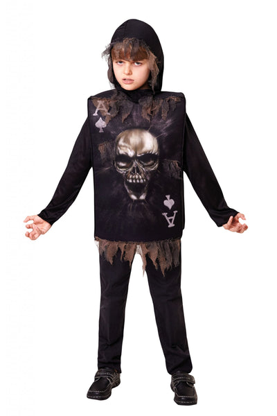 Skeleton Boy Tabard Hood 1 Size Childrens Costume Male_1 CF004
