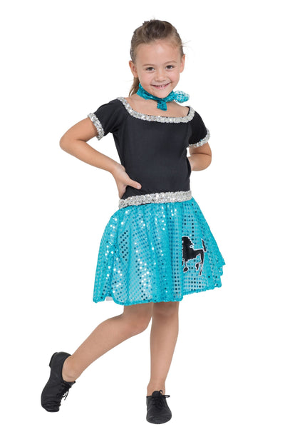 Rock ‘n’ Roll Sequin Dress Turquoise_1 CF085