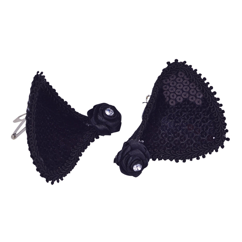 Cat Ears On Hair Clips Black Sequin_2