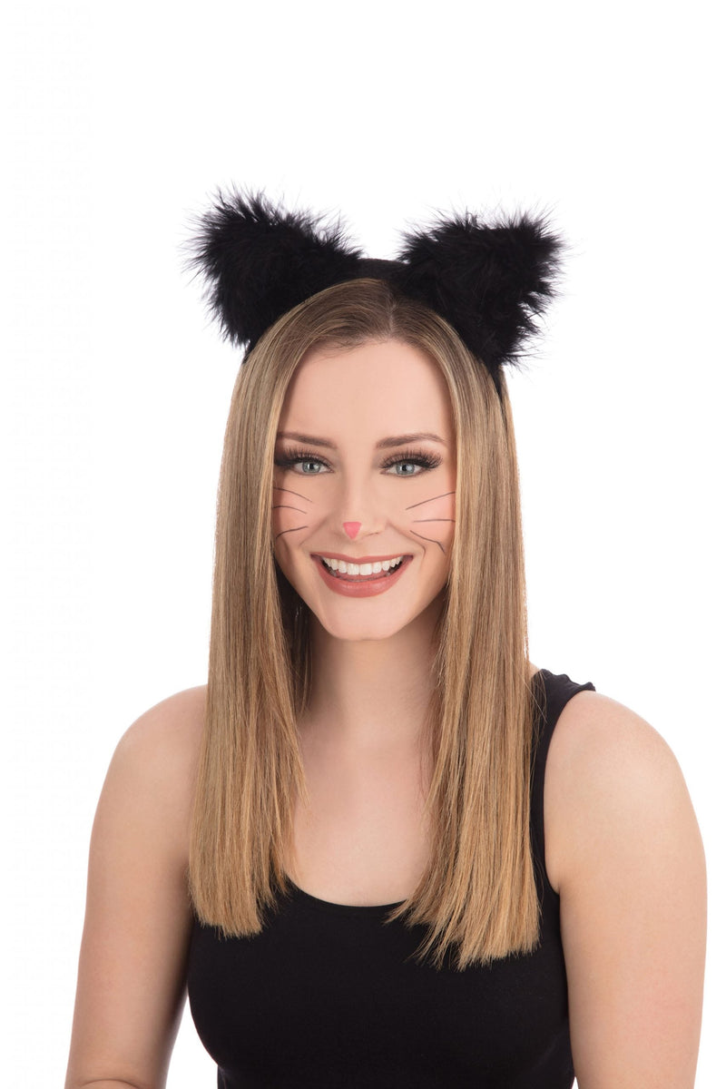 Cat Ears with Marabou on Headband_1