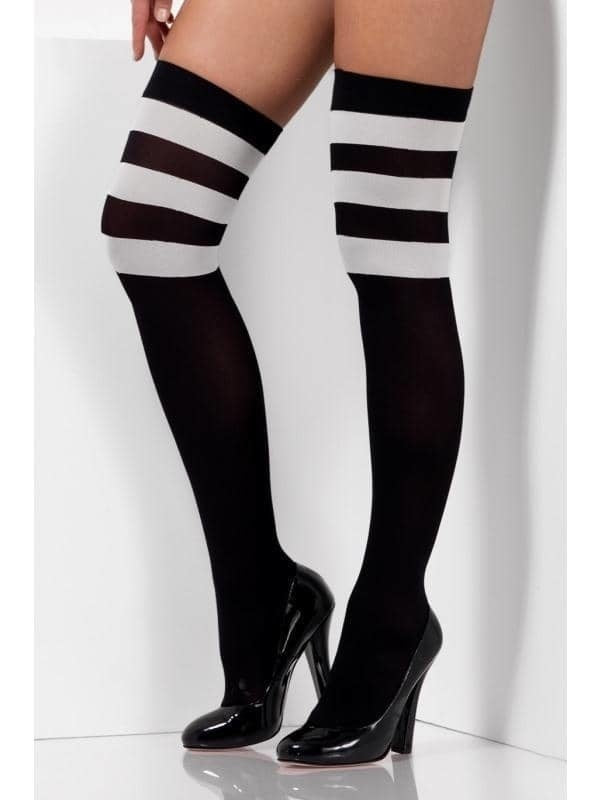 Cheerleader Opaque Hold Ups Adult Black_1