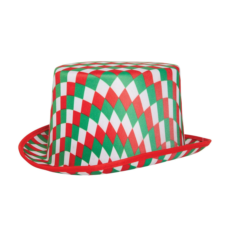 Chequered Top Hat Red Green White_1