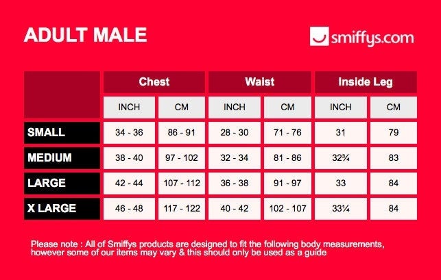 Size Chart Chernobyl Costume Khaki