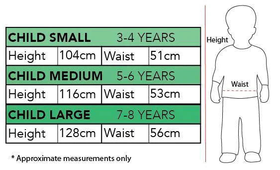 Size Chart Child Aladdin Costume Diamond in The Rough