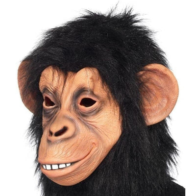 Chimp Mask Adult Black Latex Full Overhead_1