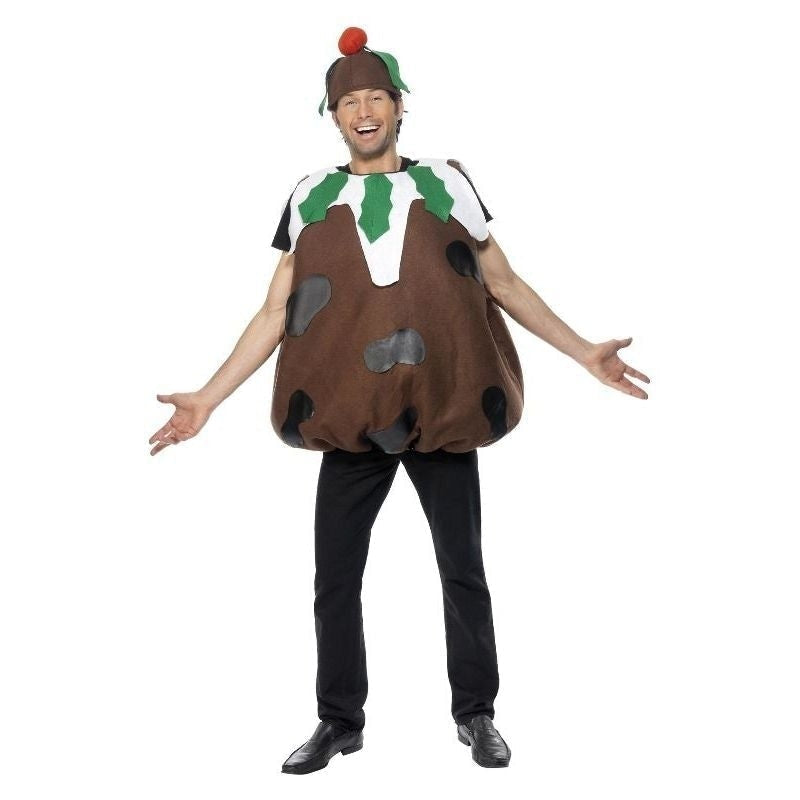 Christmas Pudding Costume Adult Brown White_2