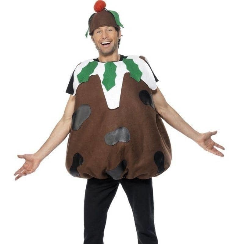 Christmas Pudding Costume Adult Brown White_1