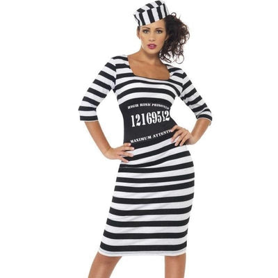 Classy Convict Costume Adult White Black_1