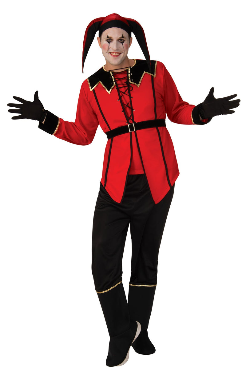 Court Jester Costume Adult Medieval Red Joker Suit