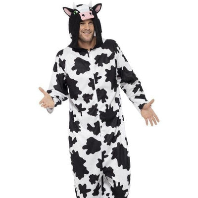 Cow Costume Adult White Black Jumpsuit_1