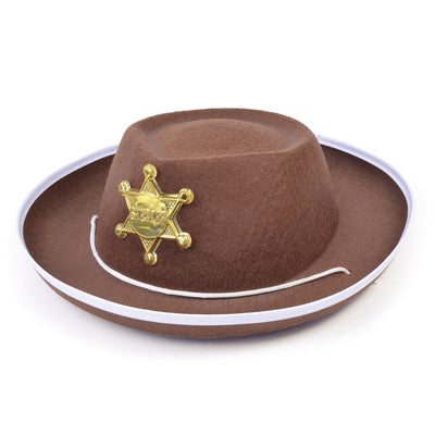 Cowboy Hat Brown Felt Childs Gold Badge_1