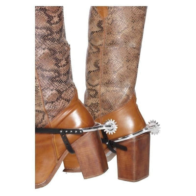 Cowboy Spurs Adult Silver Black Straps_1