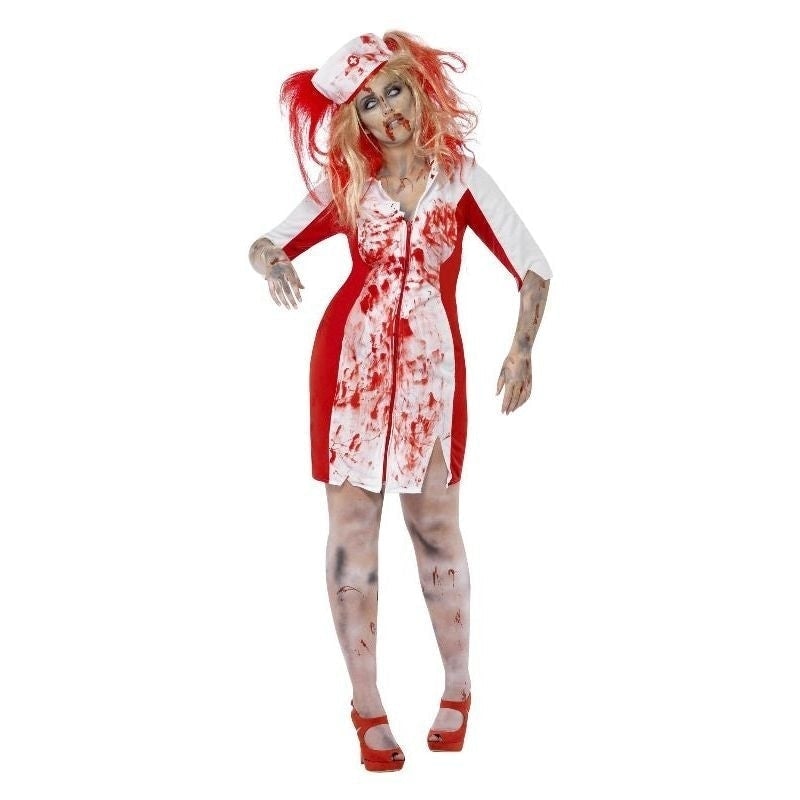 Curves Zombie Nurse Costume Adult White Red_5