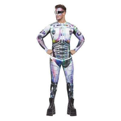 Cyber Space Alien Costume Adult Multi Coloured Bodysuit_1