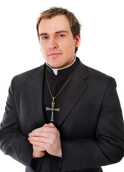 Mens Priest- Shirt Front With Collar Instant Disguise Male Halloween Costume_1 DS105