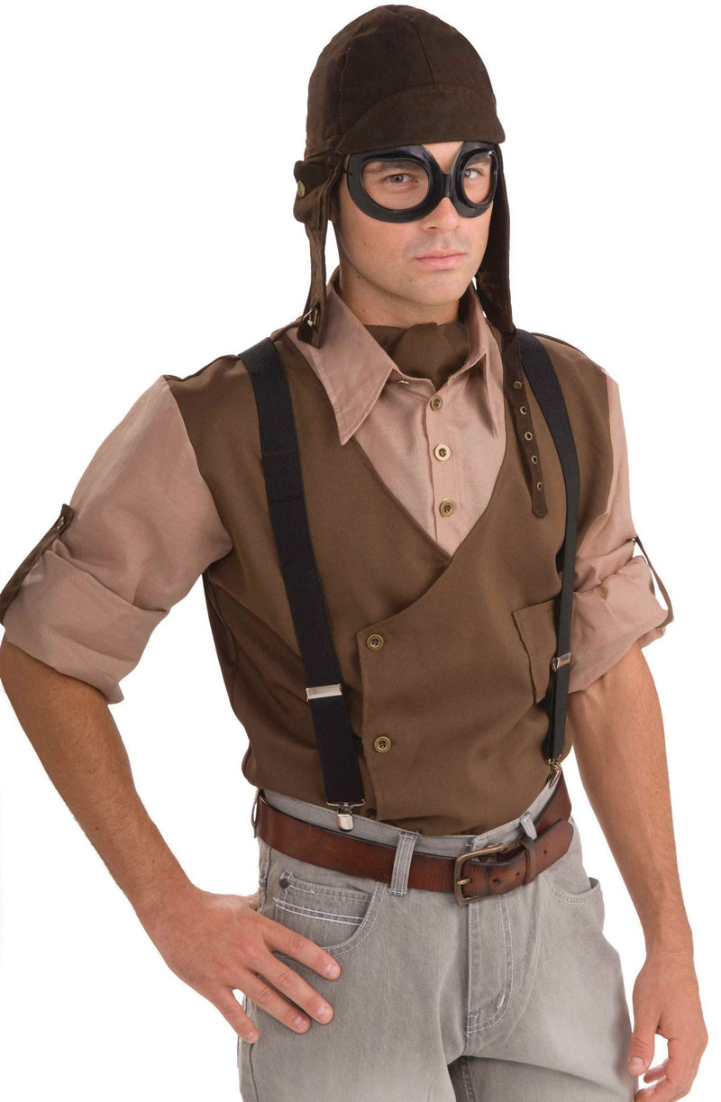 Mens Steampunk Aviator Kit Brown Instant Disguises Male Halloween Costume_1 DS179