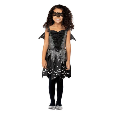 Dark Bat Fairy Costume Child Black Silver_1