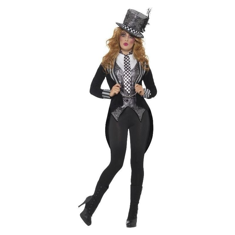 Dark Miss Hatter Costume Adult Black Deluxe Jacket Waistcoat Hat Bowtie_2