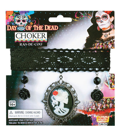 Day Of The Dead Choker Black Costume Accessories Female_1