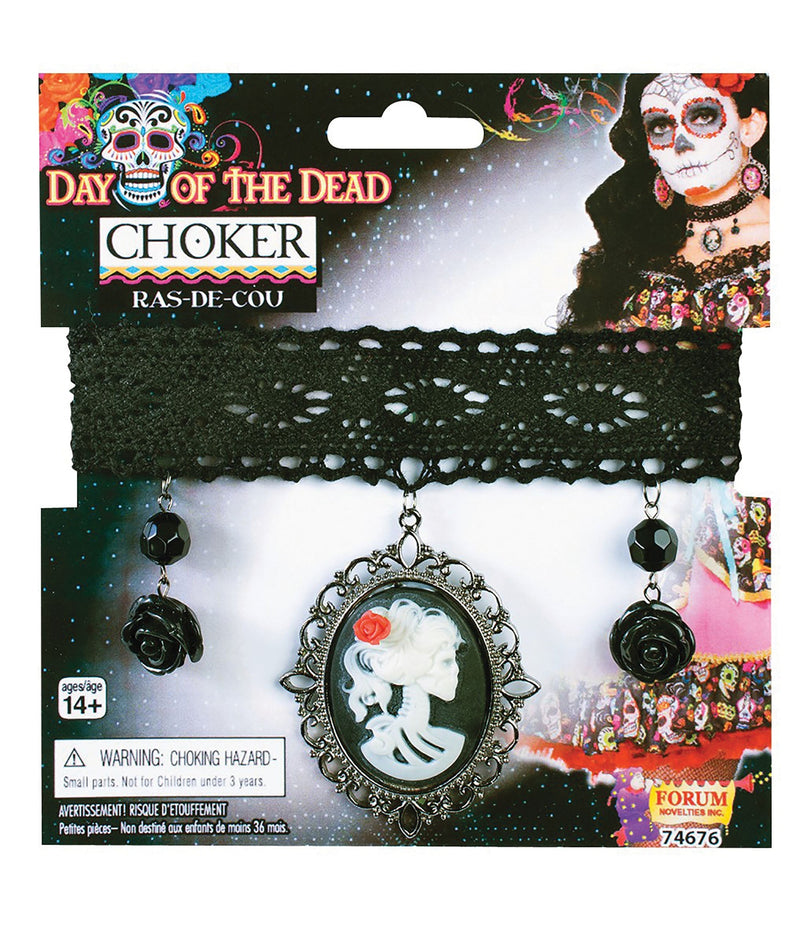 Day Of The Dead Choker Black Costume Accessories Female_1