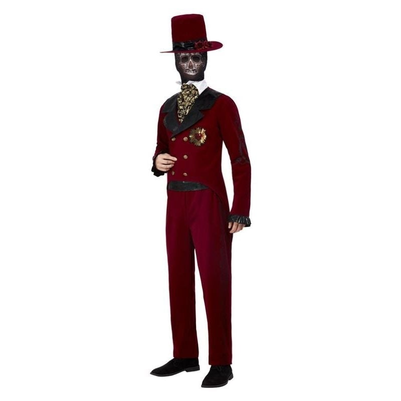 Deluxe Day Of The Dead Sacred Heart Groom Costume Burgundy_1