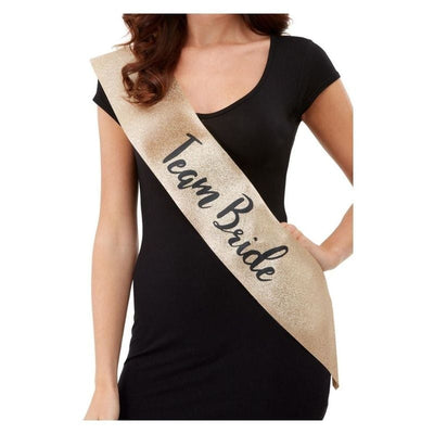 Deluxe Glitter Team Bride Sash Gold & Black_1