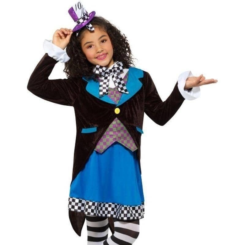 Deluxe Little Miss Hatter Costume Dress Attached Waistcoat Cravat Top Hat_1