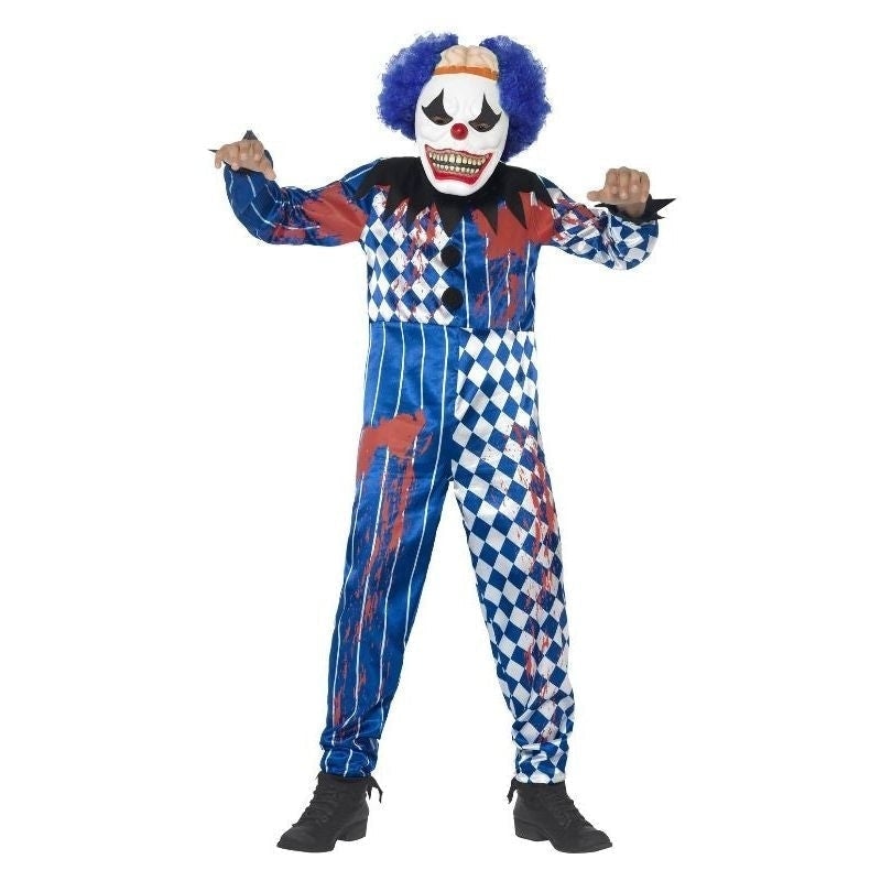 Deluxe Sinister Clown Costume Kids White Blue_4