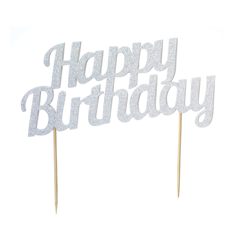 Diamond Cake Topper Happy Bday Silver_1