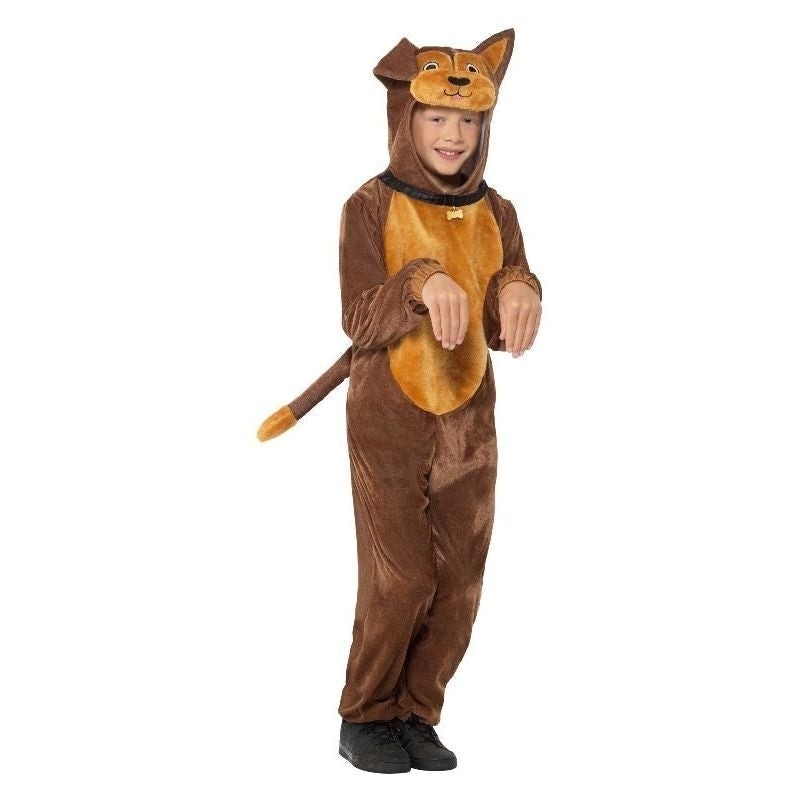 Dog Costume Kids Brown Hooded Jumpsuit_1