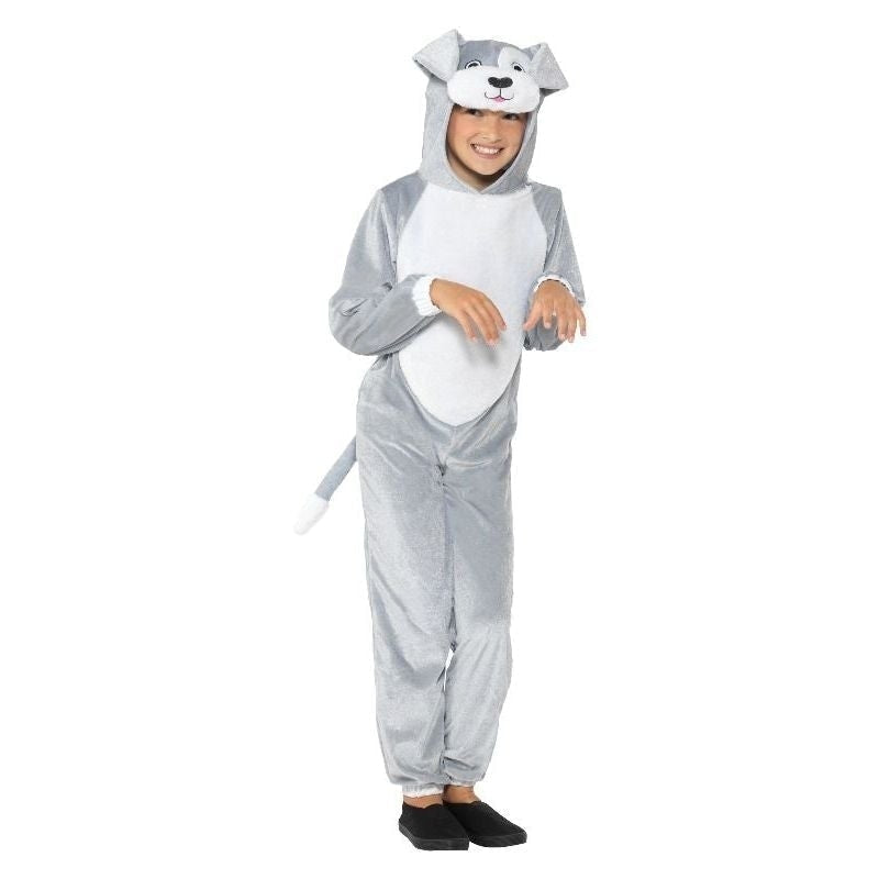 Dog Costume Kids Grey Hooded Jumpsuit_2