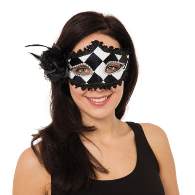 Harlequin Eyemask With Side Feather Eye Masks Female_1 EM098