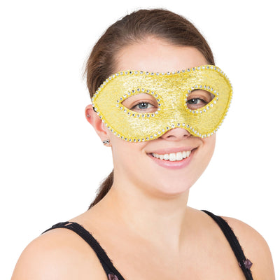 Gold Eyemask With Diamonds + Ribbon Tie Eye Masks_1 EM114