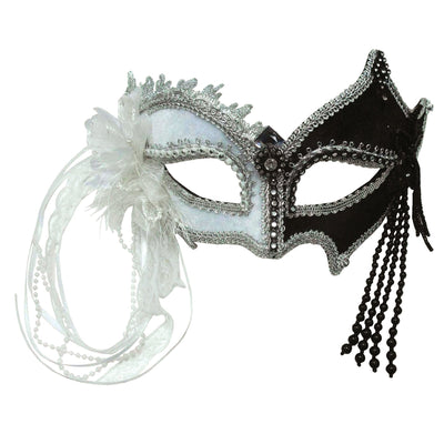 Mens Black White Mask + Tassels Eye Masks Male Halloween Costume_1 EM422