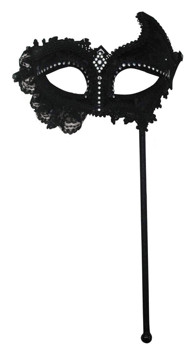 Black Mask + Lace On Stick Eye Masks Unisex_1 EM425