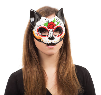 Day Of The Dead Kitty Half Mask G F Eye Masks Unisex_1 EM762