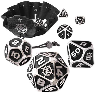 Enhance Tabletop RPGs Collectors Edition 7pc Enamel Dice Set with Drawstring Pouch (Black)