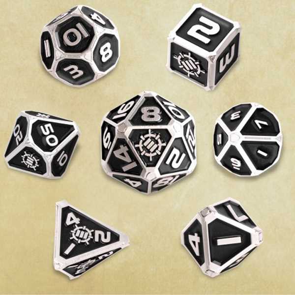 Enhance Tabletop RPGs Collectors Edition 7pc Enamel Dice Set with Drawstring Pouch (Black)