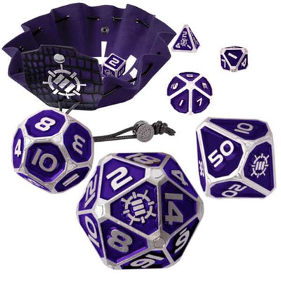 Enhance Tabletop RPGs Collectors Edition 7pc Enamel Dice Set with Drawstring Pouch (Purple)