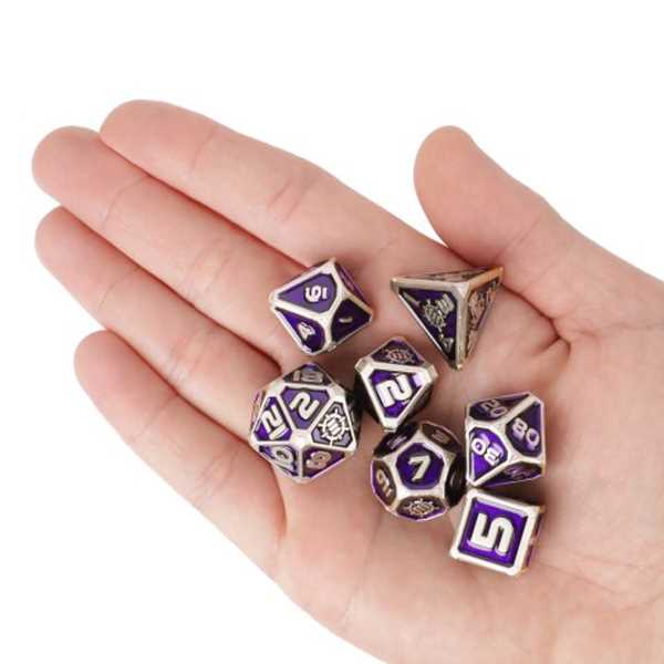 Enhance Tabletop RPGs Collectors Edition 7pc Enamel Dice Set with Drawstring Pouch (Purple)