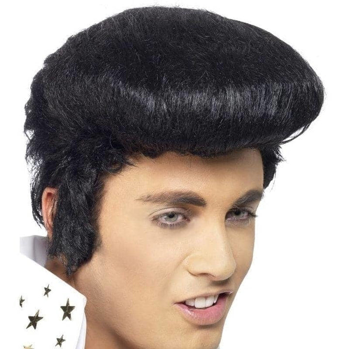 Elvis Wig Adult Quiff Sideburns Black Elvis Wig Adult Quiff Sideburns Black