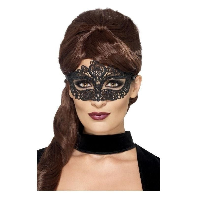 Size Chart Embroidered Lace Filigree Eyemask Adult Black