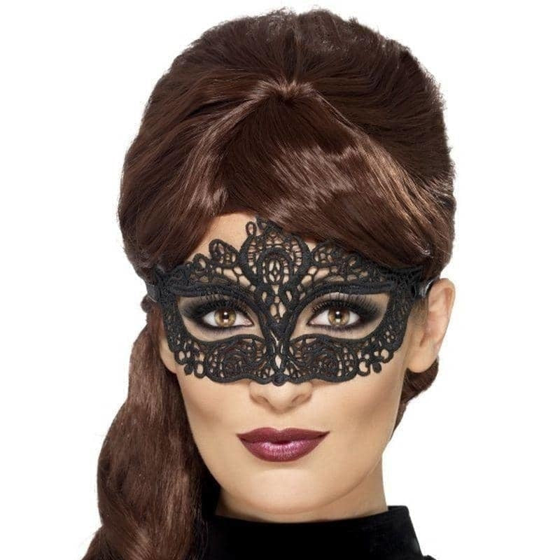 Embroidered Lace Filigree Eyemask Adult Black_1