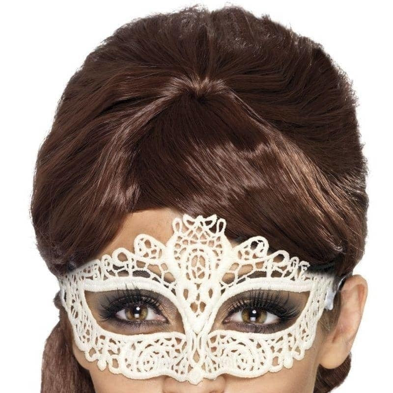 Embroidered Lace Filigree Eyemask Adult White_1