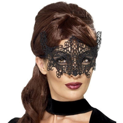 Embroidered Lace Filigree Swirl Eyemask Adult Black_1