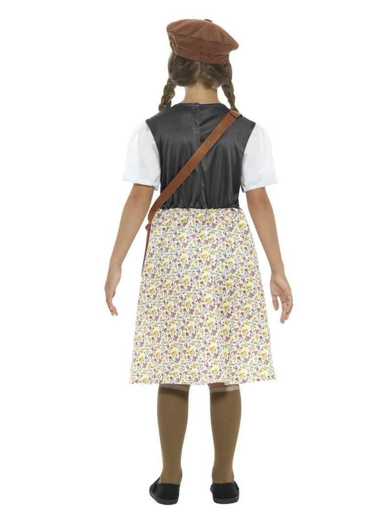 Evacuee School Girl Costume Kids Grey Dress Hat Bag Name Tag_3